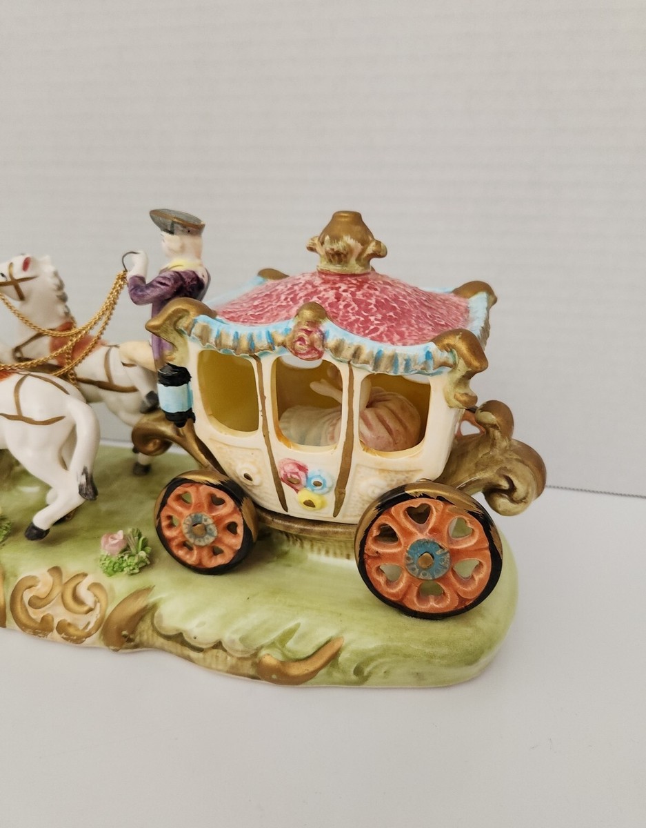 Porcelain Princess in Horse and Carriage Made in Japan 14