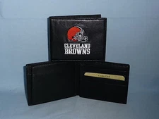 CLEVELAND BROWNS  embroidered  Leather BiFold Wallet    NEW   black