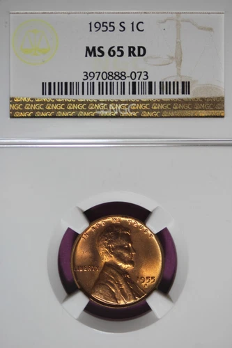 1955 S- NGC 1C MS65RD LINCOLN WHEAT CENT #B45387