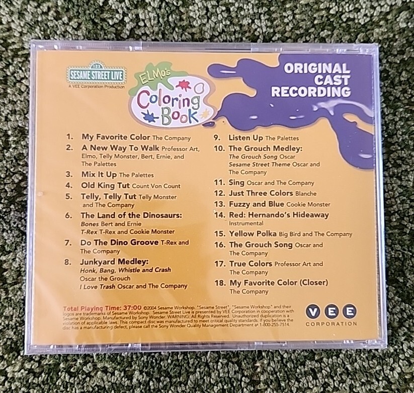Sesame Street Live Elmo's Coloring Book CD Original Cast Recording OOP ...