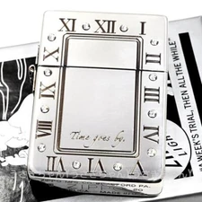 Zippo Oil Lighter 1935 Vintage Model Atlas Silver Japan