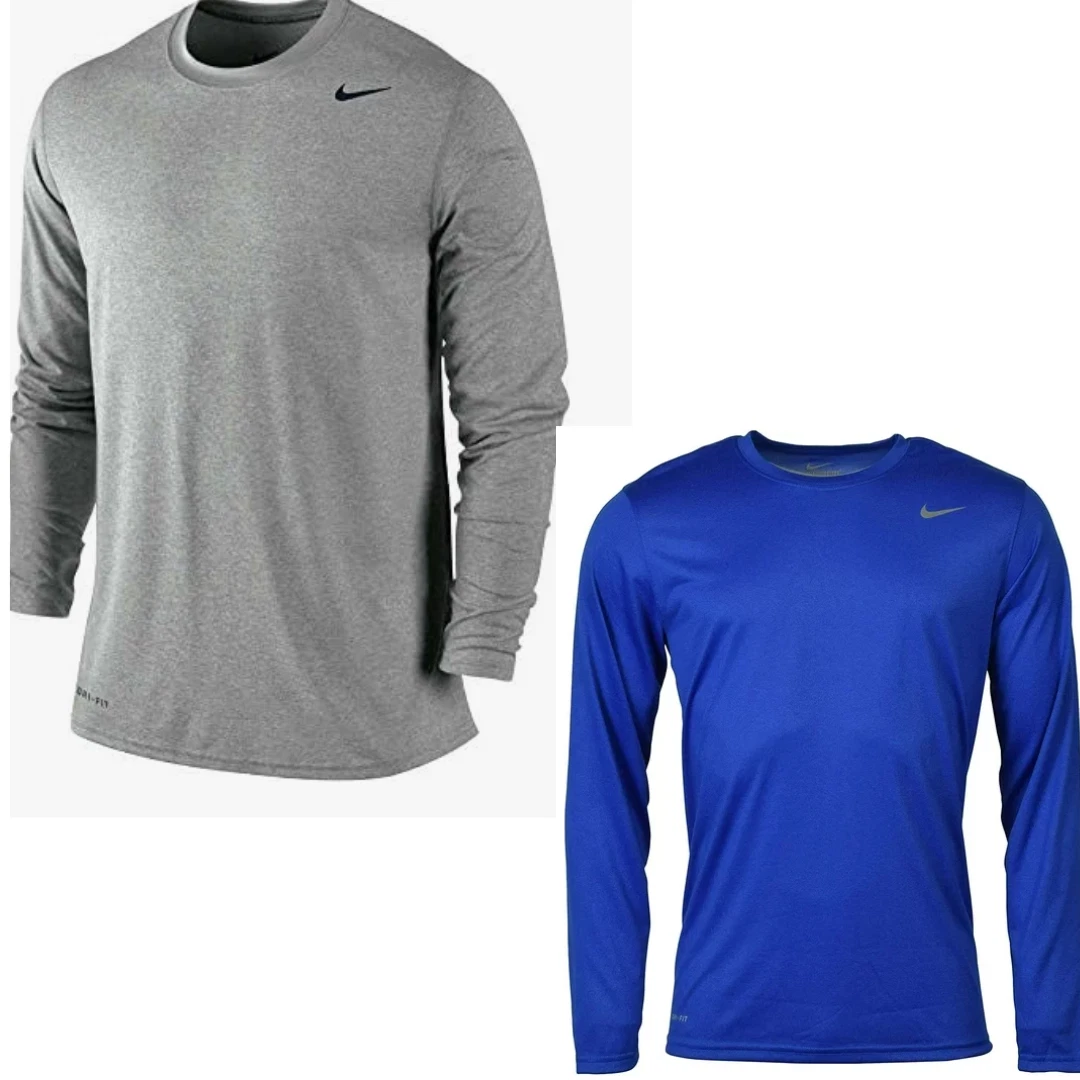 Nike Men's DriFIT Long Sleeve Fitness Top Nike Long Sleeve Tee U pick Blue/Grey