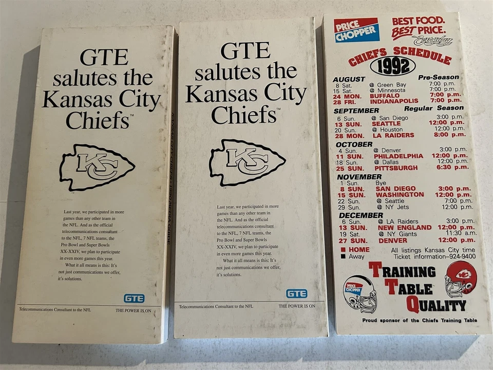 1990 1991 1992 KANSAS CITY CHIEFS Media Guide Yearbook CHERRY Christian OKOYE - Image 2 of 2