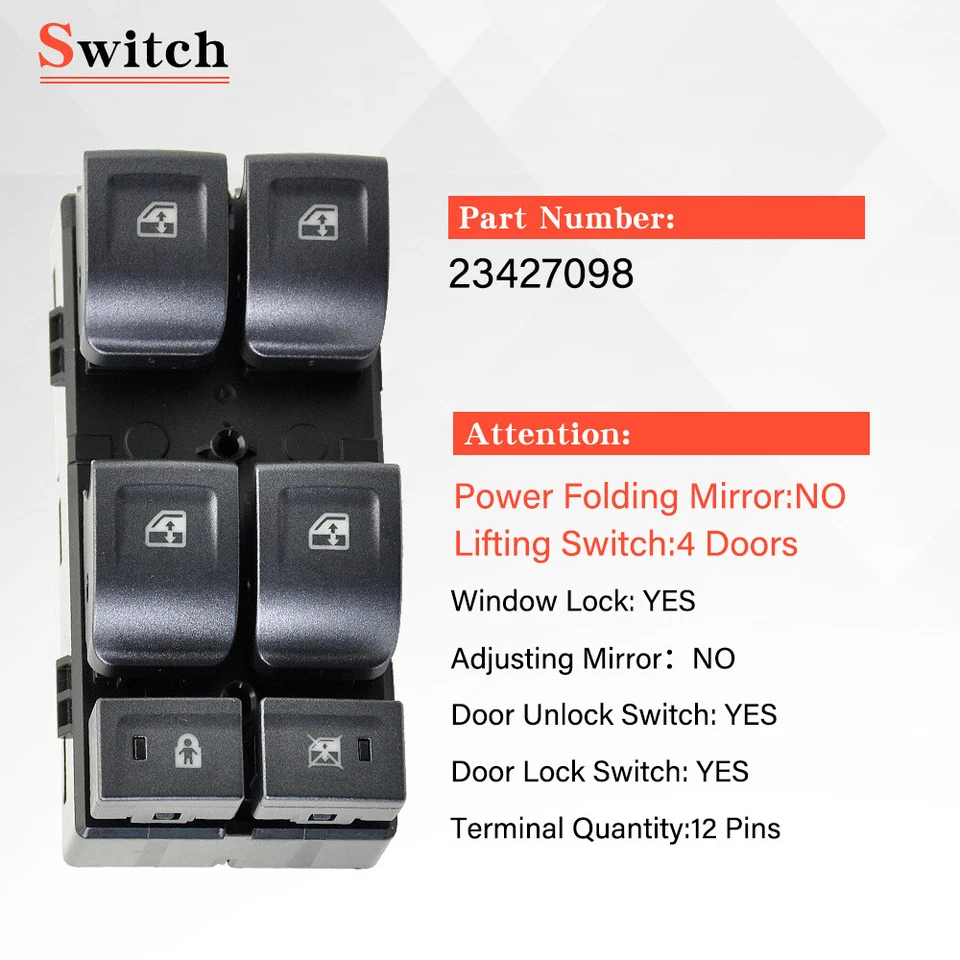 Control de interruptor de ventana para Chevy Silverado GMC Sierra Canyon 2014-2021 23427098 Foto 3 de 4