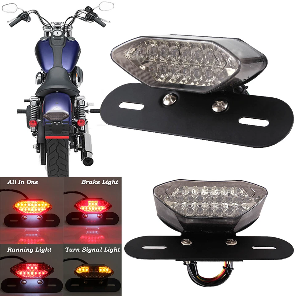Motorcycle LED Turn Signals Brake Stop Light License Plate Integrated Tail Light - Image 2 of 4