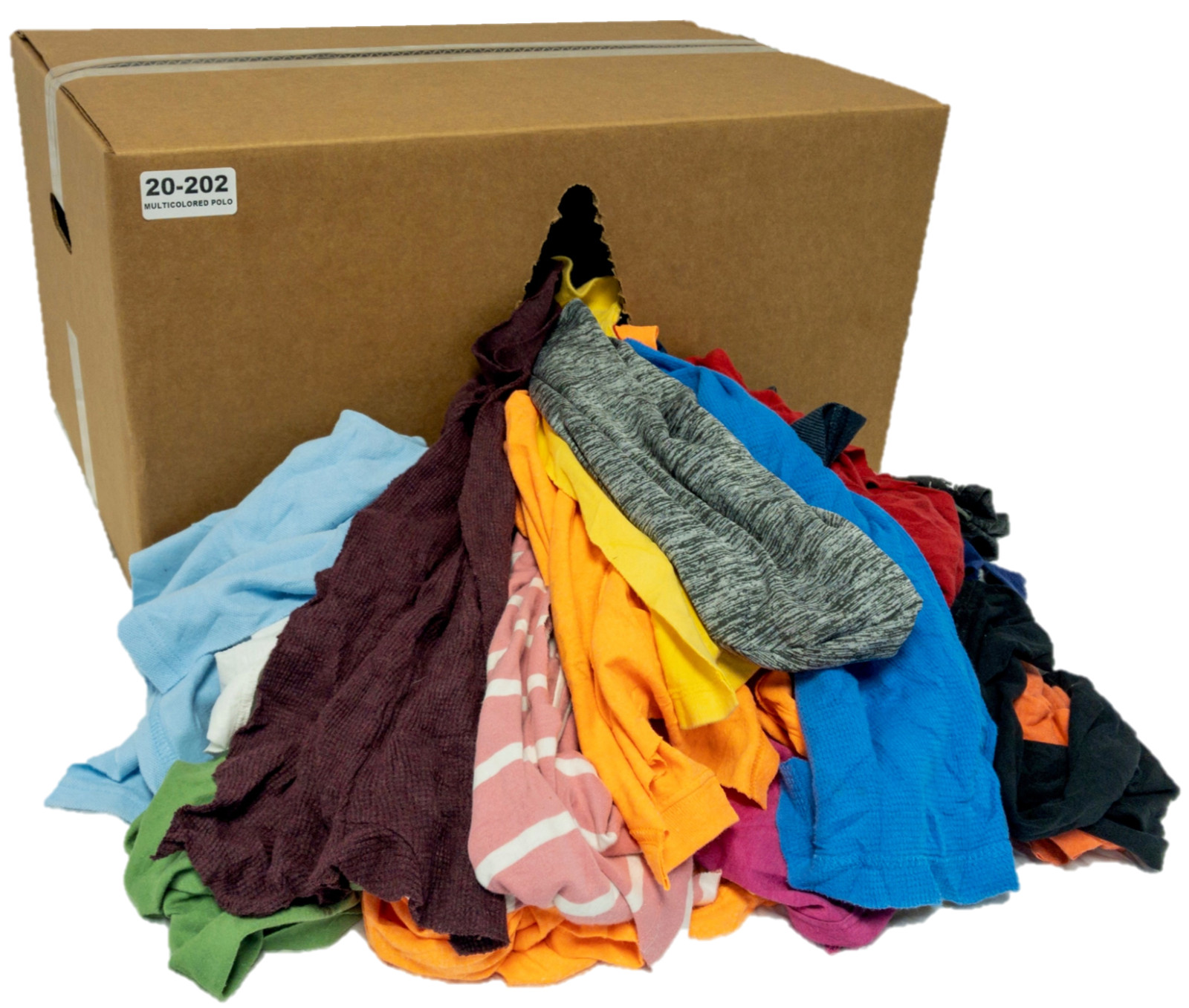 Colored Knit Rags 50 LB Box - T-Shirt Wiping Cleaning Cloths 