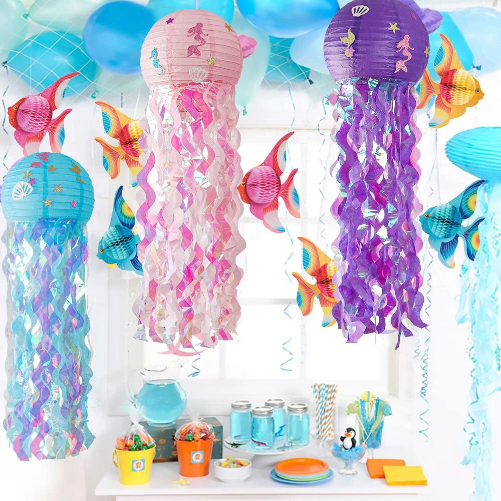 Mermaid Theme Party Decor DIY Jellyfish Paper Lantern Under the Sea Party  Decor