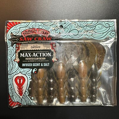 New Catch Co 10,000 Fish Saw Craw Watermelon Red 4  7pcs Infused Scent & Salt