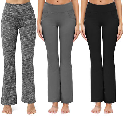 Women's Bootcut Yoga Pants Flared w/ Pockets High Waist Workout