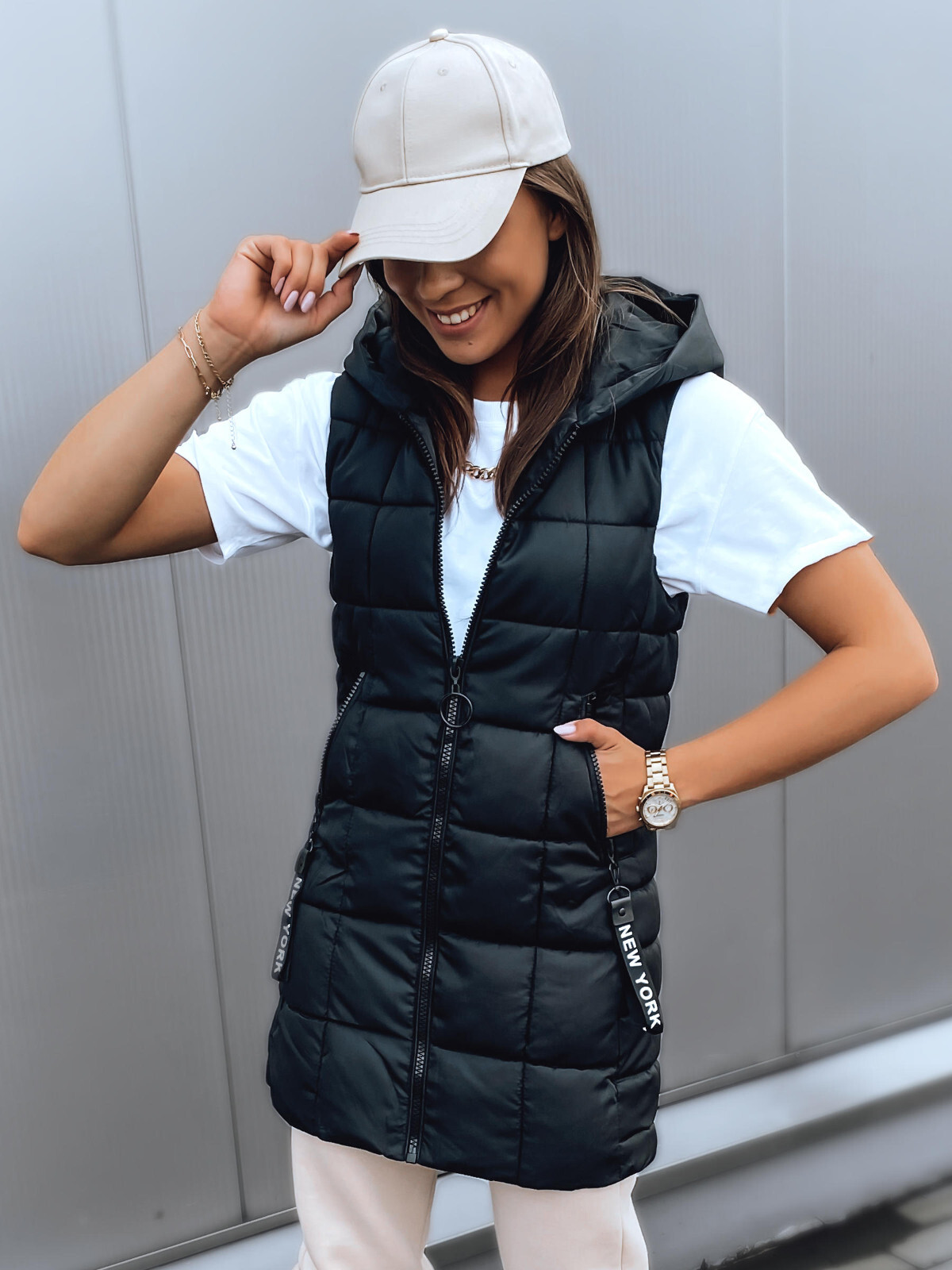 Steppweste Damen Xxl DSTREET Steppweste Mit Kapuze – Lange Bodywarmer Für Damen, Wasserabweisend, In S-2XL DSTREET Damen Weste