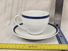 Williams-Sonoma Brasserie Blue Flat Cup Saucer Set Japan