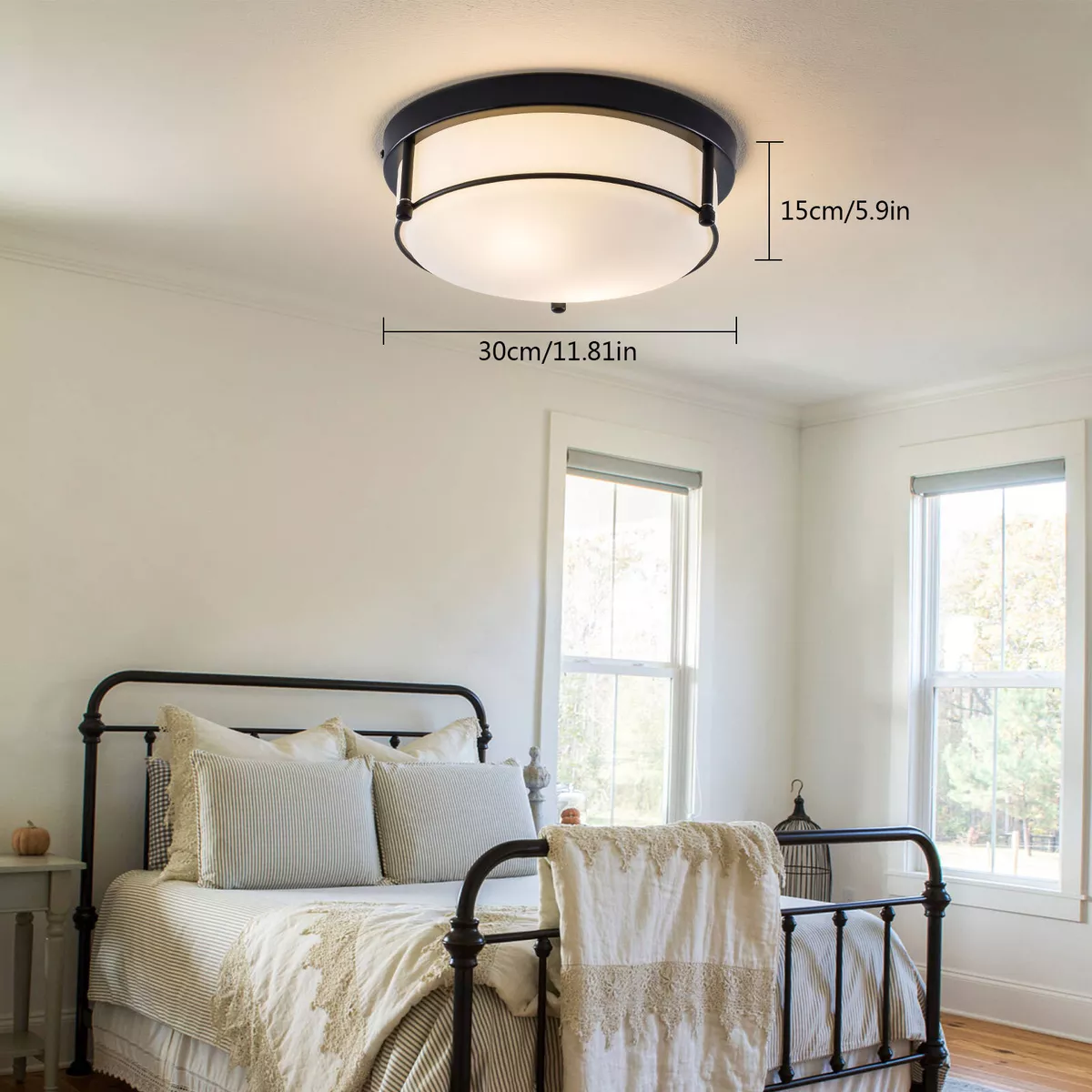 LED Farmhouse Bedroom Ceiling Lamp Light Fixture 2 e26 Lights Bulb W o Bulbs