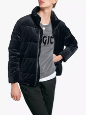 Hush Nell Velvet Quilted Puffa Jacket 6 8 S New Puffer Coat Short Pocket Black