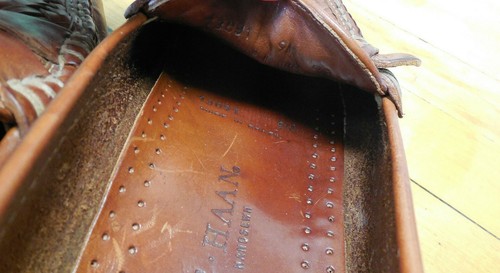 Cole Haan handgenäht braun Leder Korbgeflecht Halbschuhe Herren 9M Hergestellt in Brasilien - Bild 10 von 10
