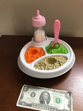 FISHER PRICE FUN FOOD   SERVIN SURPRISES BABY FOOD DISH SPOON BOTTLE MILK   RARE