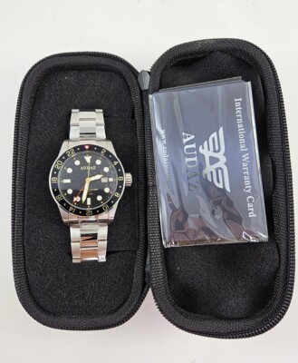 NEW! Audaz 42mm Marine Diver GMT Swiss Quartz Wristwatch 316L Stainless Steel 