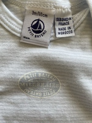 Petit Bateau EUC/NWOT? Lt Blue Long Sl Milleraies 100% Cotton Bodyshirt-3 Mos
