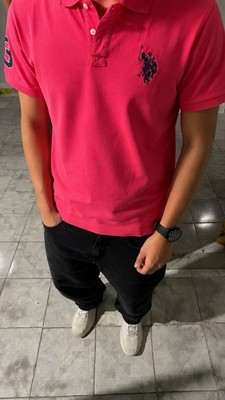 US Polo Assn. Herren Polo XL Rosa Kurzarm Polokragen Knopfleiste besticktes Logo