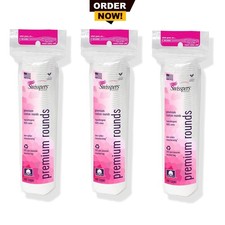 Swisspers Premium Cotton Rounds 100 Natural, Hypoallergenic, 300 Count 3 Pack 