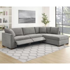 Thomasville Miles Corner Sofa Grey Fabric Power Recliner Right Hand Living UK