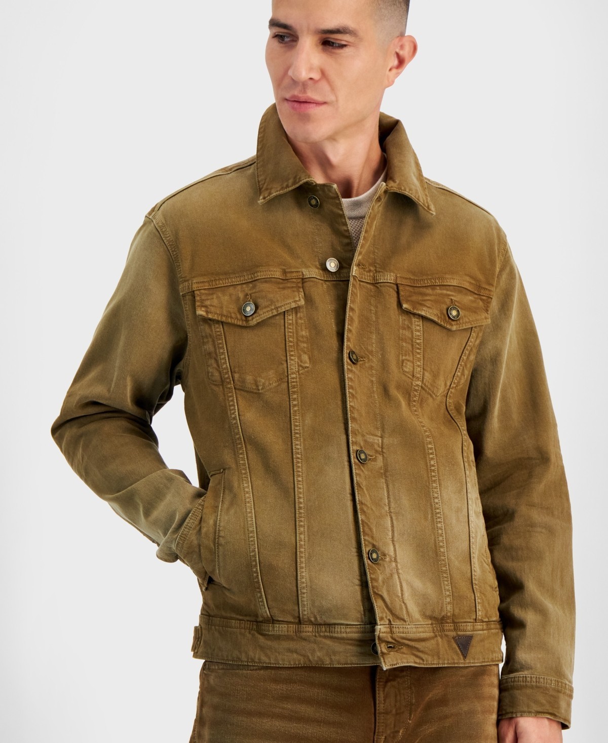 Guess E9810 Men's Dean Long Sleeve Button Front Denim Jacket - BEACHWOOD XXL