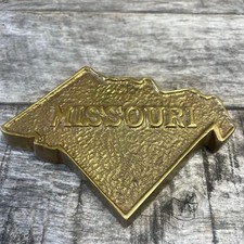 Vintage Missouri State Brass Paperweight Souvenir Desk Decor Felt Bottom