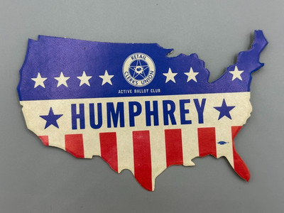 1968 Hubert HUMPHREY Presidential Campaign US Map Sticker Decal Vintage Politic