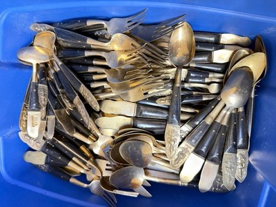 MID-CENTURY THAILAND BRONZE SIAM FLATWARE SILVERWARE SET BANGKOK 114 Pieces