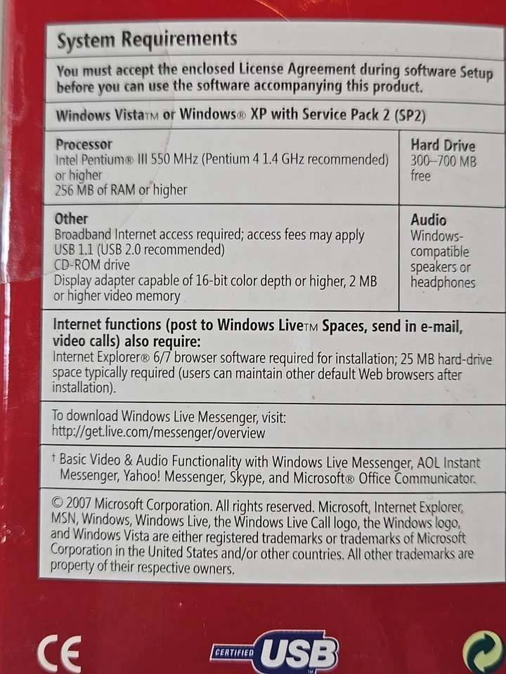 Microsoft LifeCam VX-3000 2007 USB 2.0 High Definition Webcam New in Box - Image 4 of 4
