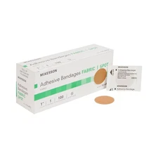 100 McKesson Round Fabric Adhesive Spot Band Aids Bandages 1" Sterile 16-4812