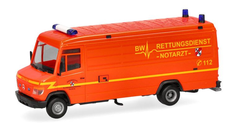 HERPA MERCEDES BENZ Vario Notarzt pour diorama de secours à Hambourg échelle HO