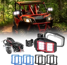 WeiSen 2PCS UTV Rear View Mirrors with LED Light and Rocker Switch Wiring Harnes