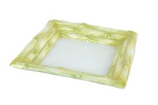 Vintage Italian Ceramic Vanity Tray 6.5 x 6" Green Bamboo