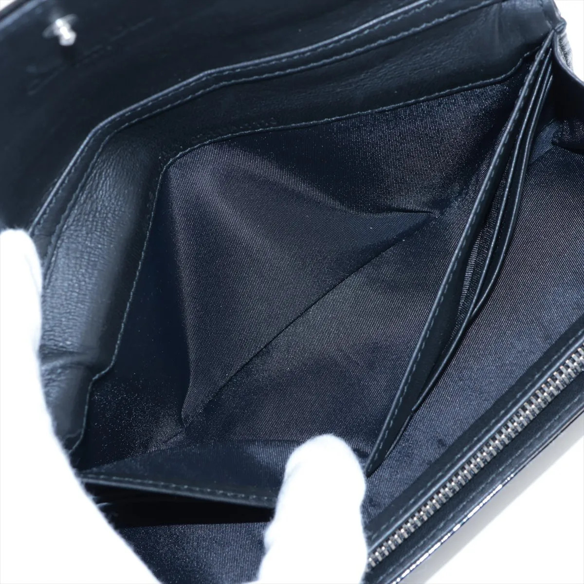 Dior Lady Dior Cannage Patent Leather Chain Wallet Black - # image 5