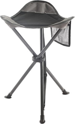 EVER ADVANCED Klapphocker Dreibein Grau 53cm Hoch 102kg Angelhocker Seitentasche