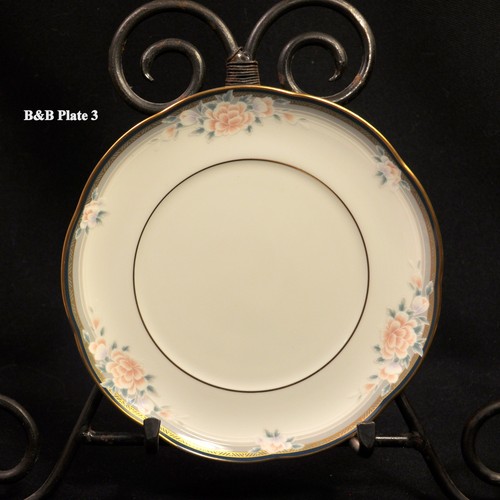 Noritake 6 Bread & Butter Plates Peach Floral w/Gold 1988-1990 Carnegie #9772 - Picture 5 of 12