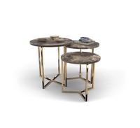 Designer 3X Marmor Beistelltische Luxus Wohnzimmer Tische Couchtische Tisch