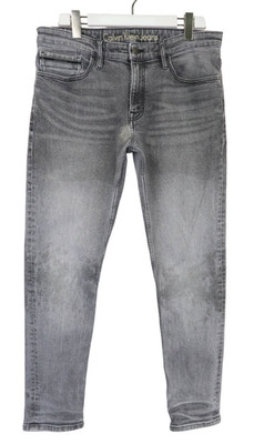 CALVIN KLEIN Skinny 93 Dark Stone Jeans Herren W36/L32 Whiskers Stained Effect