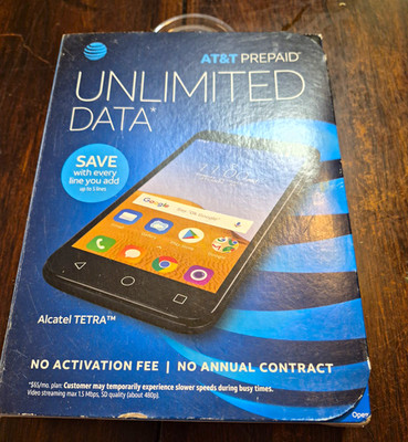 Alcatel Tetra AT&T Prepaid 16GB Black 5in Android Oreo LTE 5MP Front Cam