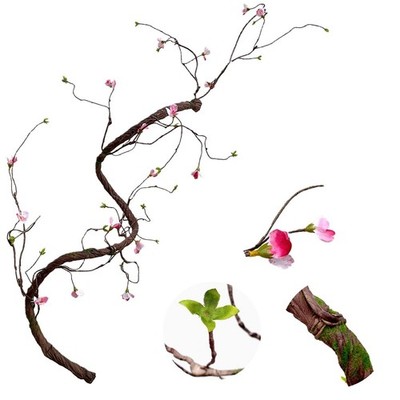 Artificial Tree Branches Jungle Rattan Foam Long Vines with Flowers and Leave...