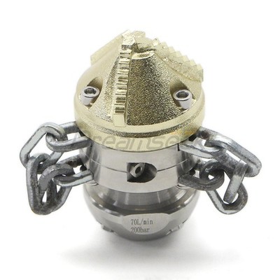 High Pressure Jetter Drain Nozzle Hose Sewer 3 Side 4 Rear Rotating Jet 1/2'' 3/8