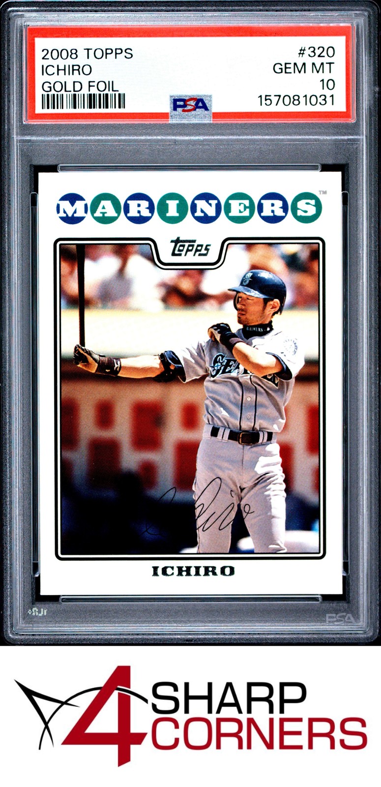 2008 TOPPS GOLD FOIL #320 ICHIRO SUZUKI MARINERS HOF PSA 10