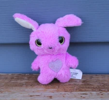 Scruff-A -Luvs Mini Plush Pink/Purple 4" Tiny Plush Bunny Heart RARE Collectible