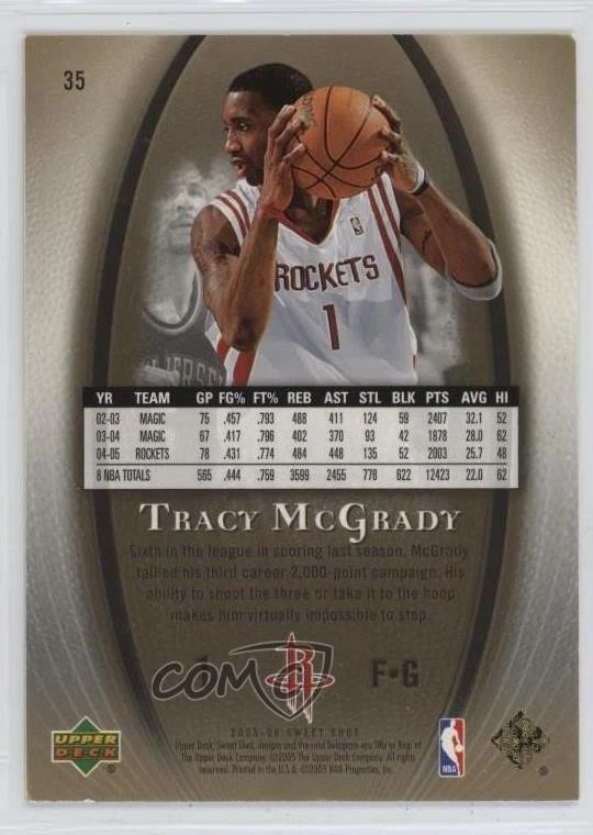 2005-06 Upper Deck Sweet Shot Gold Spectrum /75 Tracy McGrady #35 HOF - Image 2 of 2