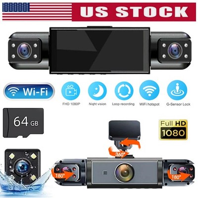 4 Channels Car DVR Dash Cam Video Recorder G-Sensor 1080P Front Rear Cameras