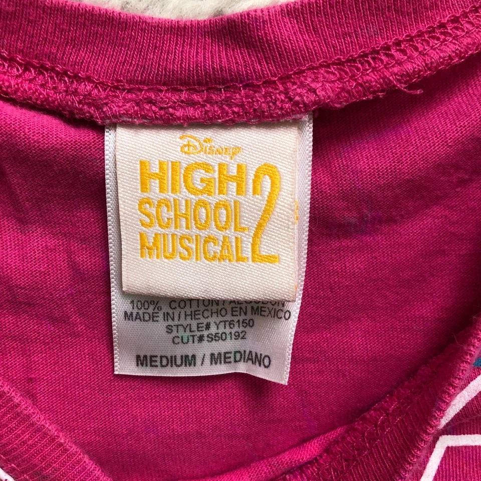 Disney High School Musical 2 Top Shirt Medium Youth Pink Graphic Tee Y2K Girls M - Image 3 of 4