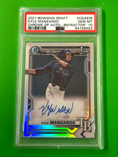 Kyle Manzardo 2021 Bowman 1ST Chrome Draft Auto Refractor RC #144/499 PSA 10