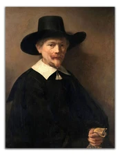 Rembrandt Portrait of a Man Holding Gloves – 1648 Vintage Art Reprint Wall Decor