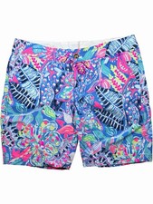 Lilly Pulitzer Chipper Cotton Short Fantasy Floral Sz 14 Blue Multicolor Bright