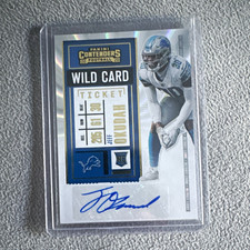 Jeff Okudah 2020 Panini Contenders Wild Card Ticket #143 Rookie Autograph Lions. rookie card picture